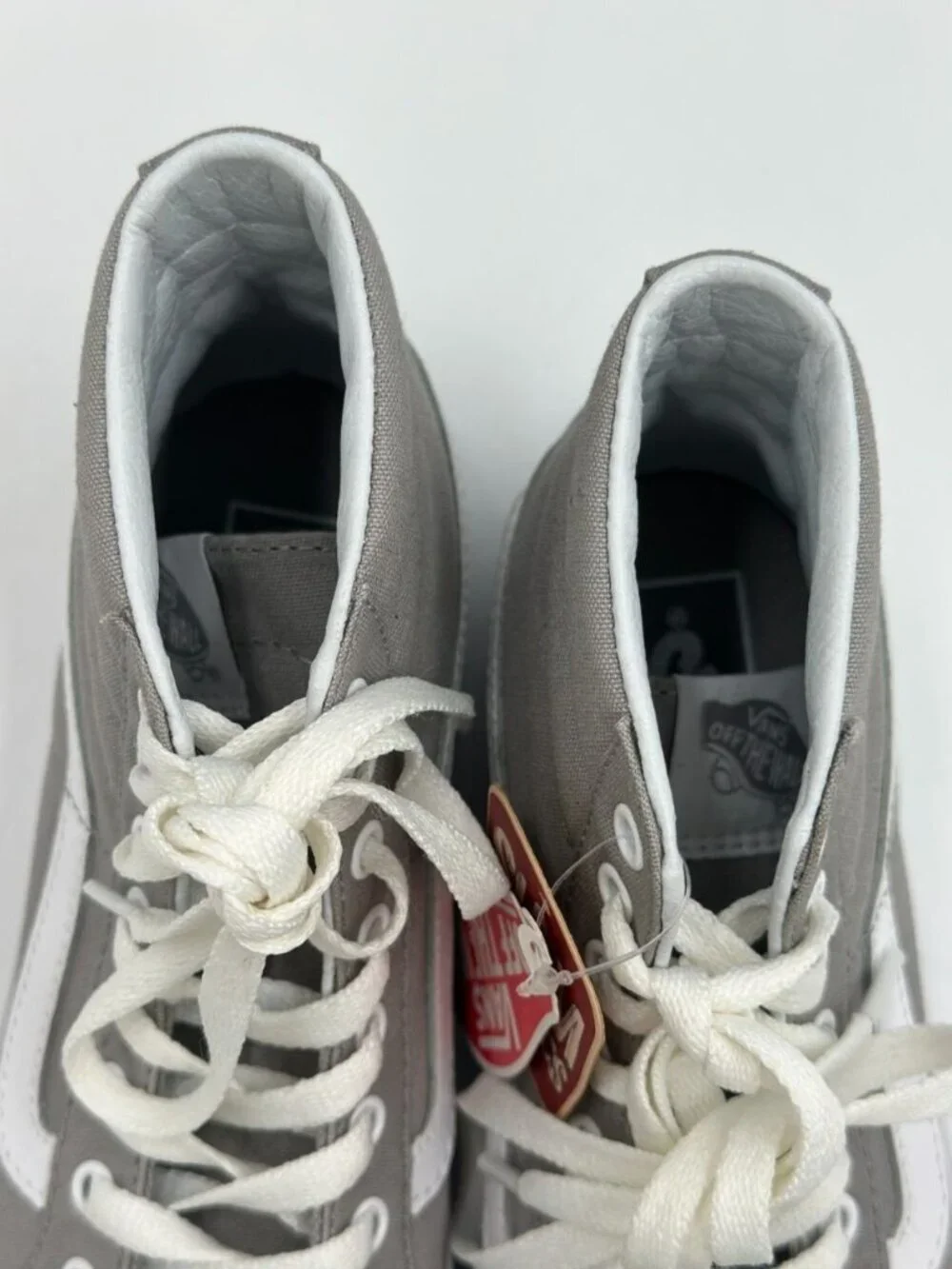 Vans SK8-Hi Gray White Canvas High Top Sneakers Womens 6.5 Mens 5 NWT